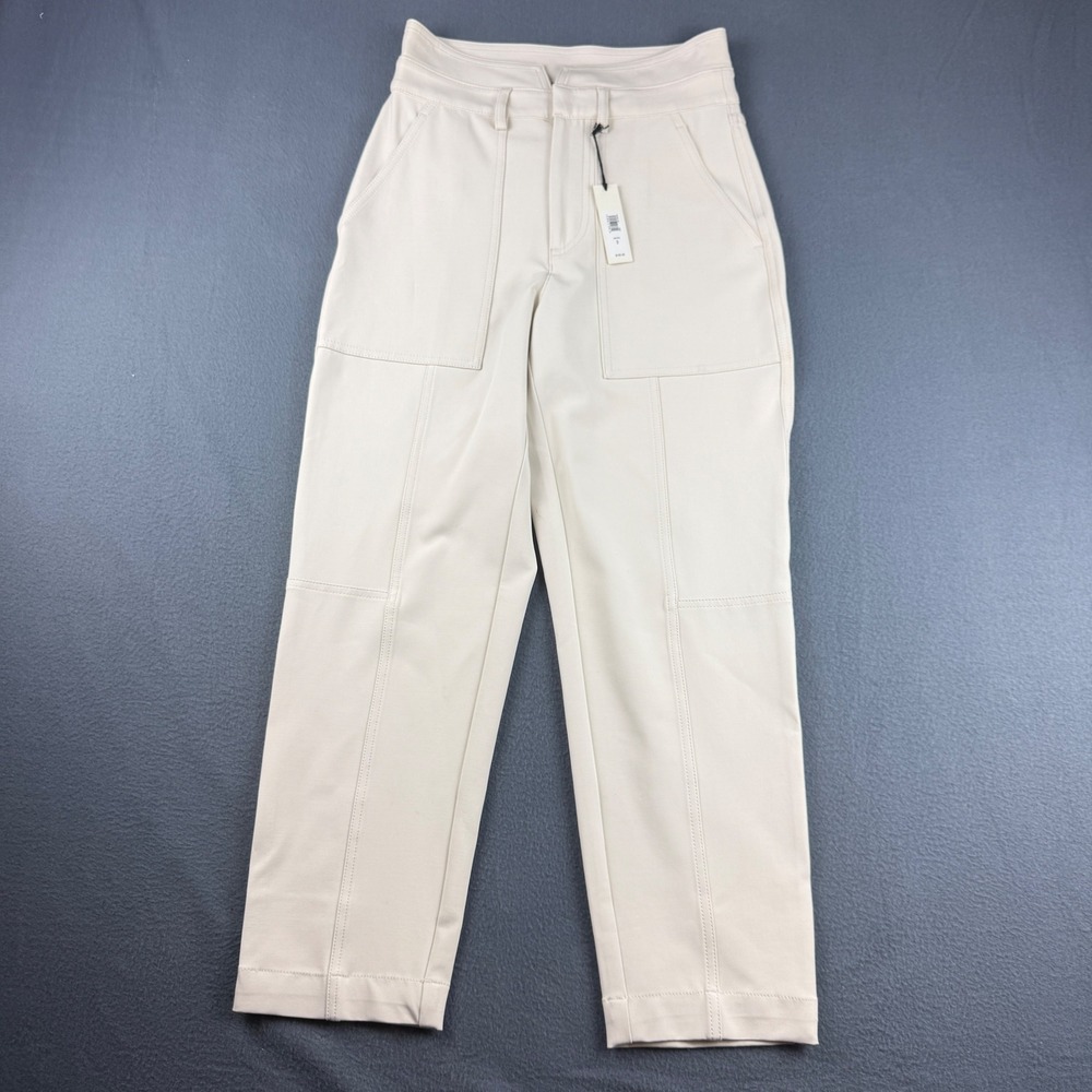 Banana Republic Refined Utility Pants Women's 2P Beige Ponte Straight Leg NEW